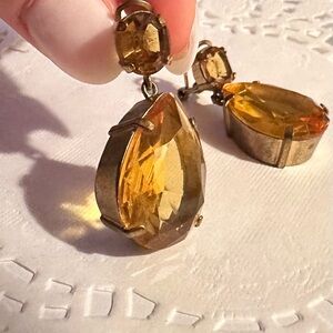 LOFT Amber Crystal Teardrop Statement Earrings